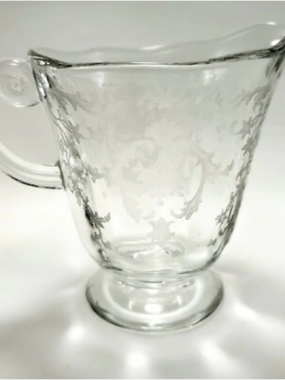 Vintage Fostoria Navarre Pattern Clear Etched Glass Open Creamer Pitcher